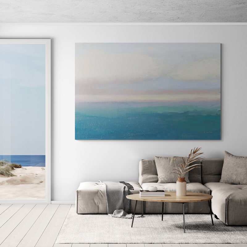 Blue View by James Wiens wall art in a living room