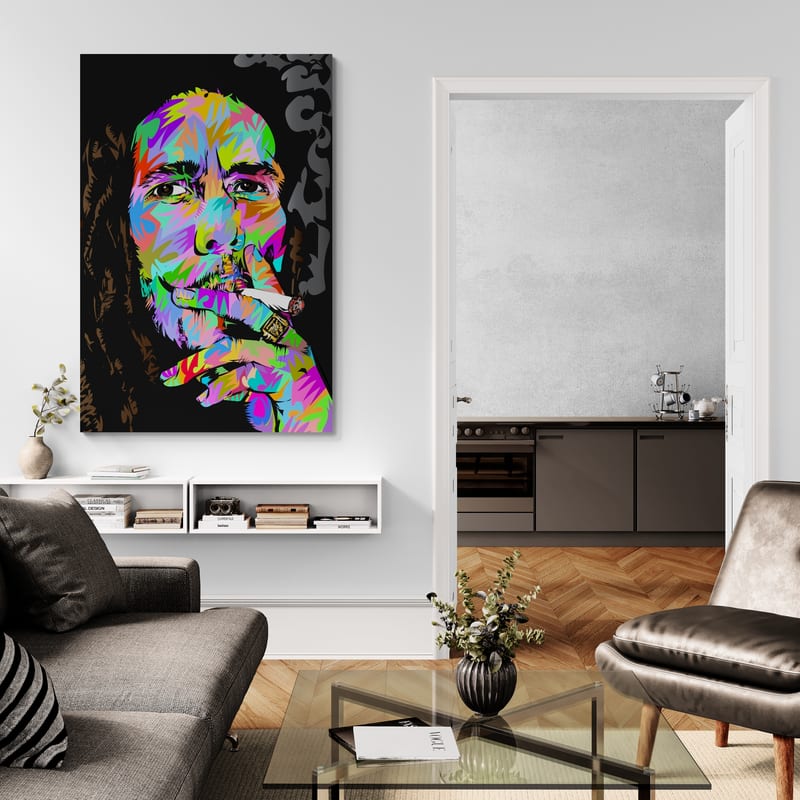 Bob Marley 2021 by Technodrome1 wall art in a living room