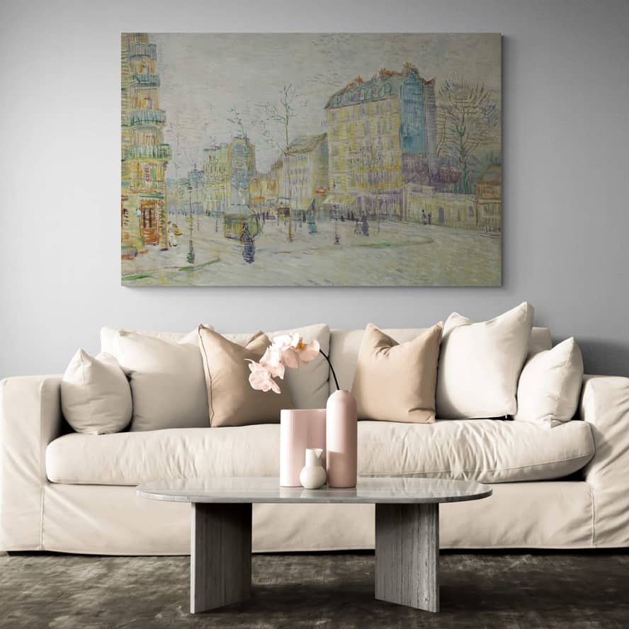 Boulevard de Clichy 1887 by Vincent Van Gogh wall art in a living room