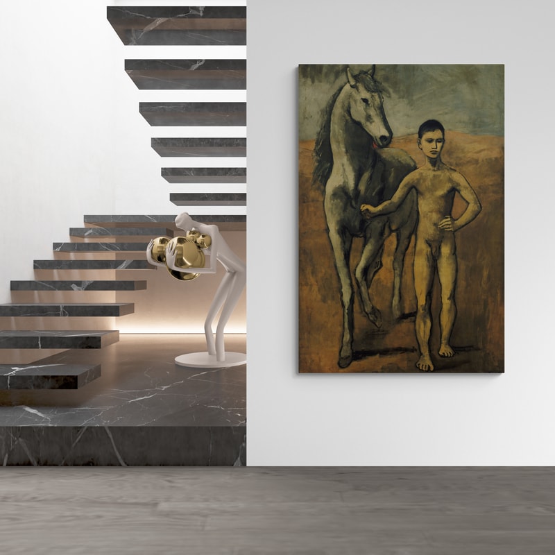 Boy Leading A Horse by Pablo Picasso wall art in a hallway