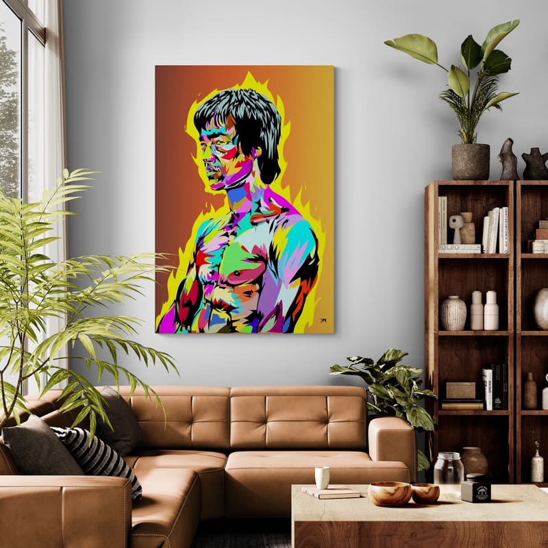 Brruce Lee by Technodrome1 wall art in a living room