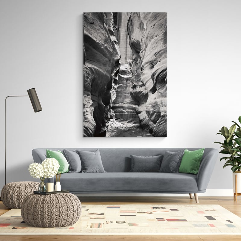Buckskin Gulch IV Bw by Alan Majchrowicz wall art in a living room