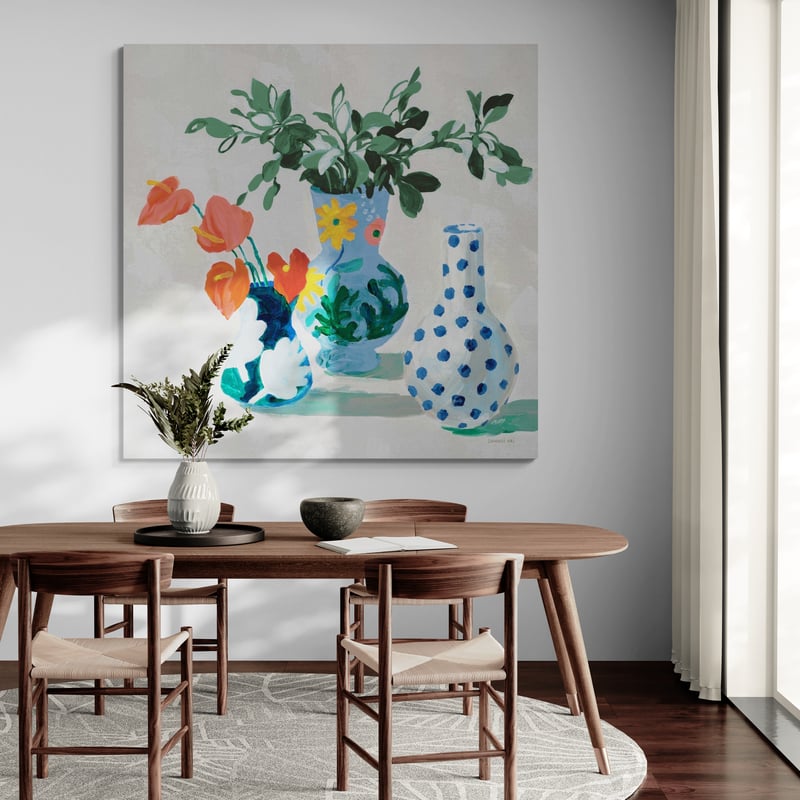 Bungalow Vases Green by Danhui Nai wall art in a dining room