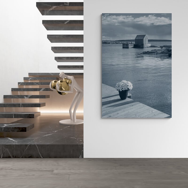 By The Sea Iii No Border by Alan Majchrowicz wall art in a hallway