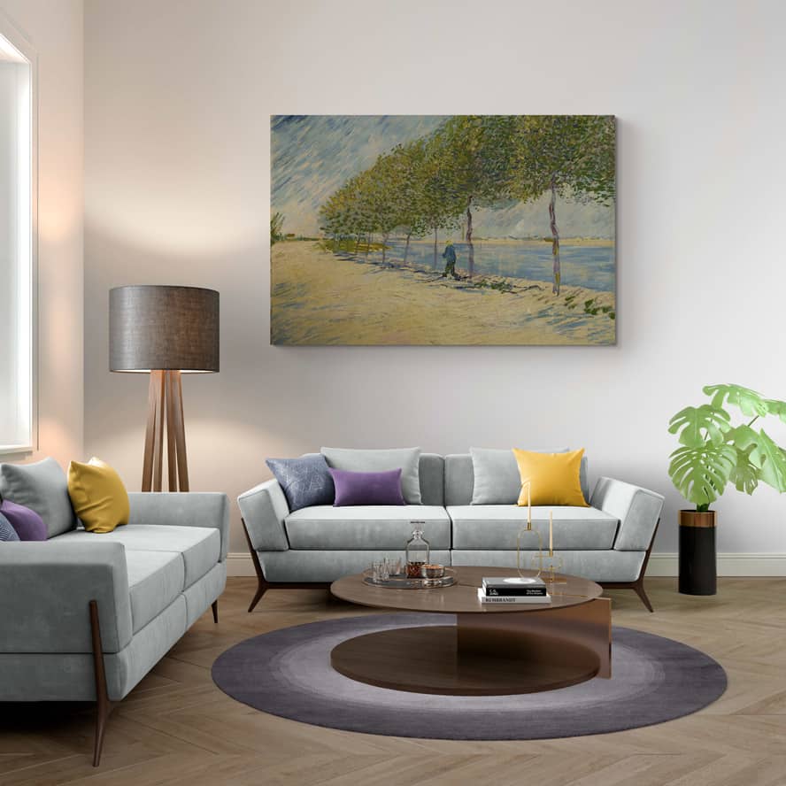 By the Seine 1887 by Vincent Van Gogh wall art in a living room