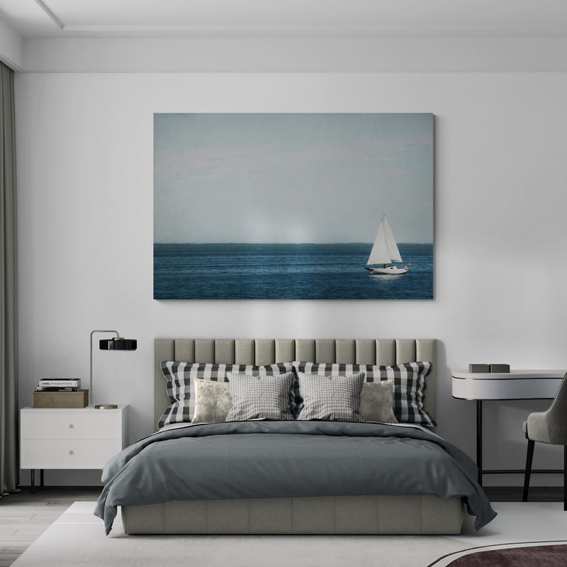 Calm Days II by Elizabeth Urquhart wall art in a bedroom