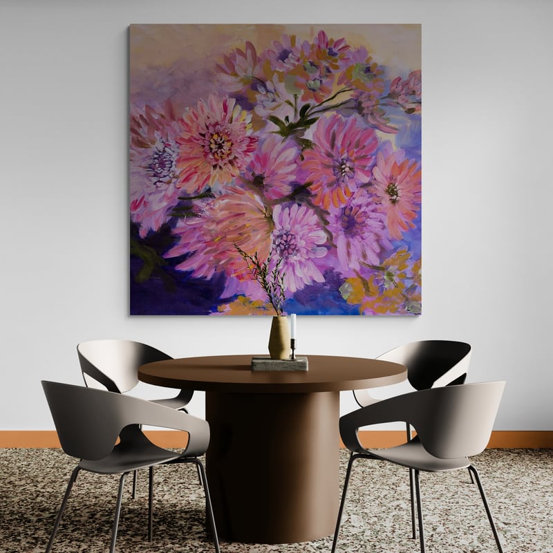 Carnations on Blue by Marina Strijakova wall art from Glam Wall Art