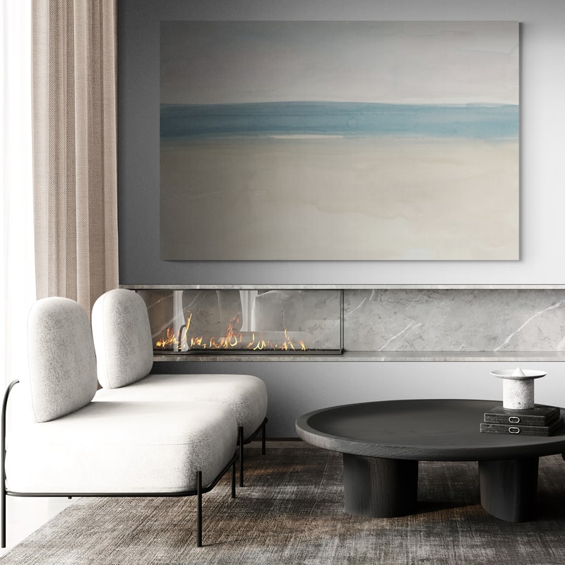 Carolina Shores Watercolors 1 by Jetty Home wall art in a living room