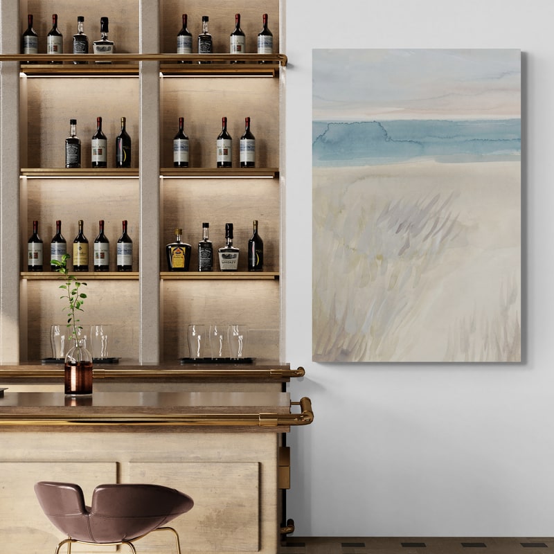 Carolina Shores Watercolors 2 by Jetty Home wall art in a kitchen