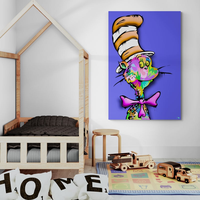 Cat In The Hat by Technodrome1 wall art in a kids room