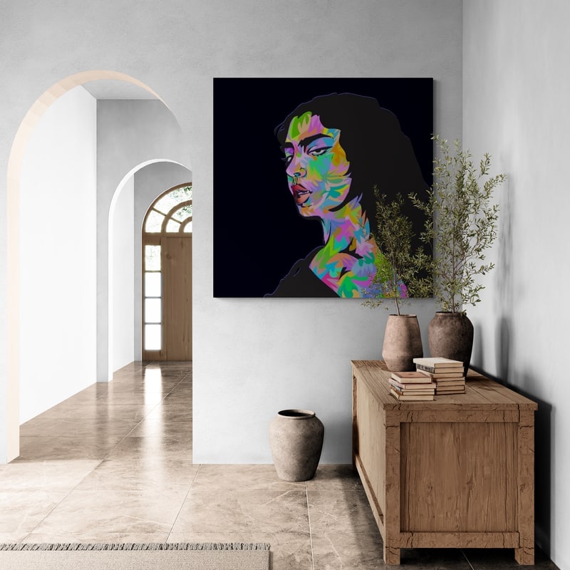 Charli XCX by Technodrome1 wall art in a hallway