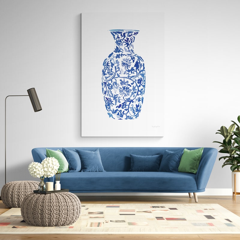 Chinoiserie Vase II by Mercedes Lopez Charro wall art in a living room