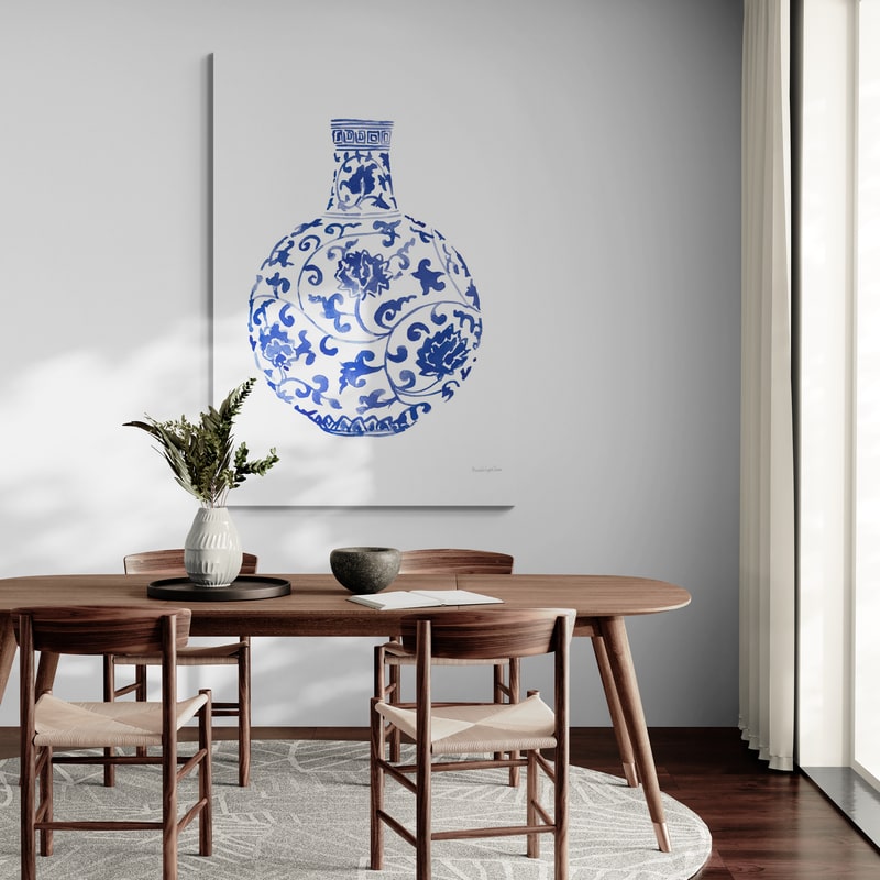 Chinoiserie Vase III by Mercedes Lopez Charro wall art in a living room