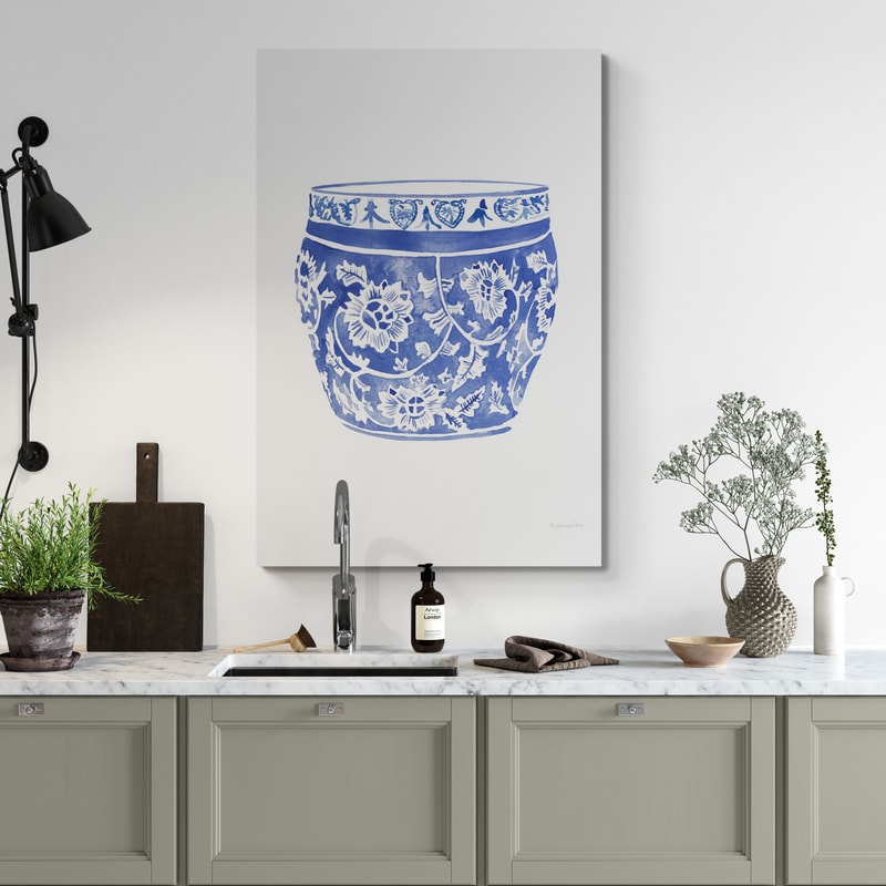Chinoiserie Vase IV by Mercedes Lopez Charro wall art in a living room