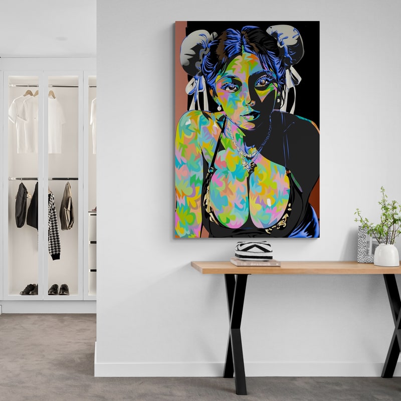 Chun Li 3D by Technodrome1 wall art in a living room