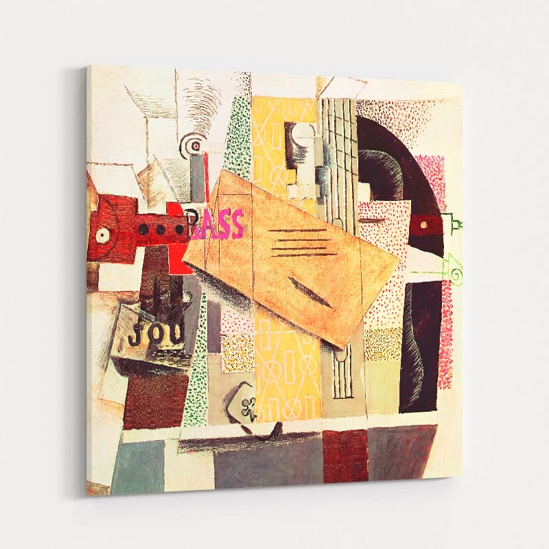 Clarinet, Bottle of Bass, Newspaper, Ace of Clubs by Pablo Picasso wall art