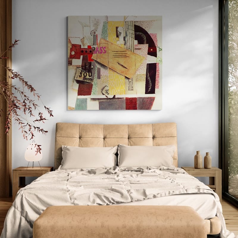 Clarinet, Bottle of Bass, Newspaper, Ace of Clubs by Pablo Picasso wall art from Glam Wall Art