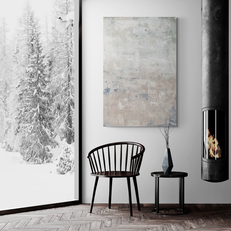 Clay Neutral I by Courtney Prahl wall art in a living room