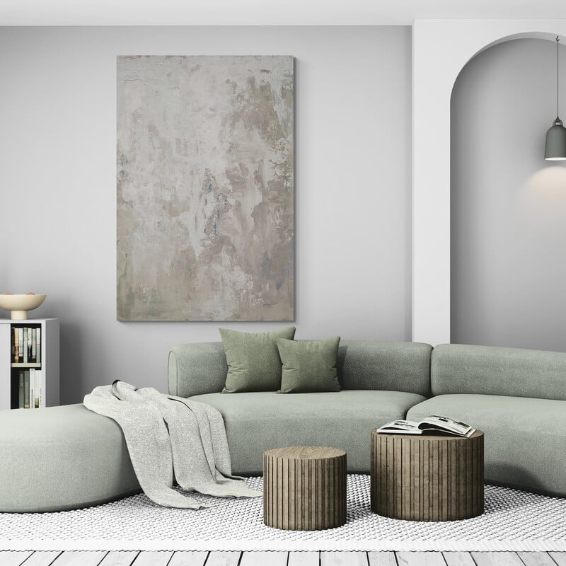 Clay Neutral II by Courtney Prahl wall art in a living room