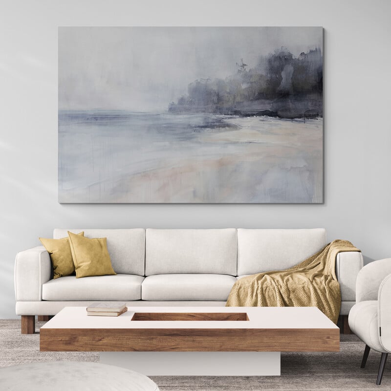 Coastal Fog 2 by Jetty Home wall art in a living room