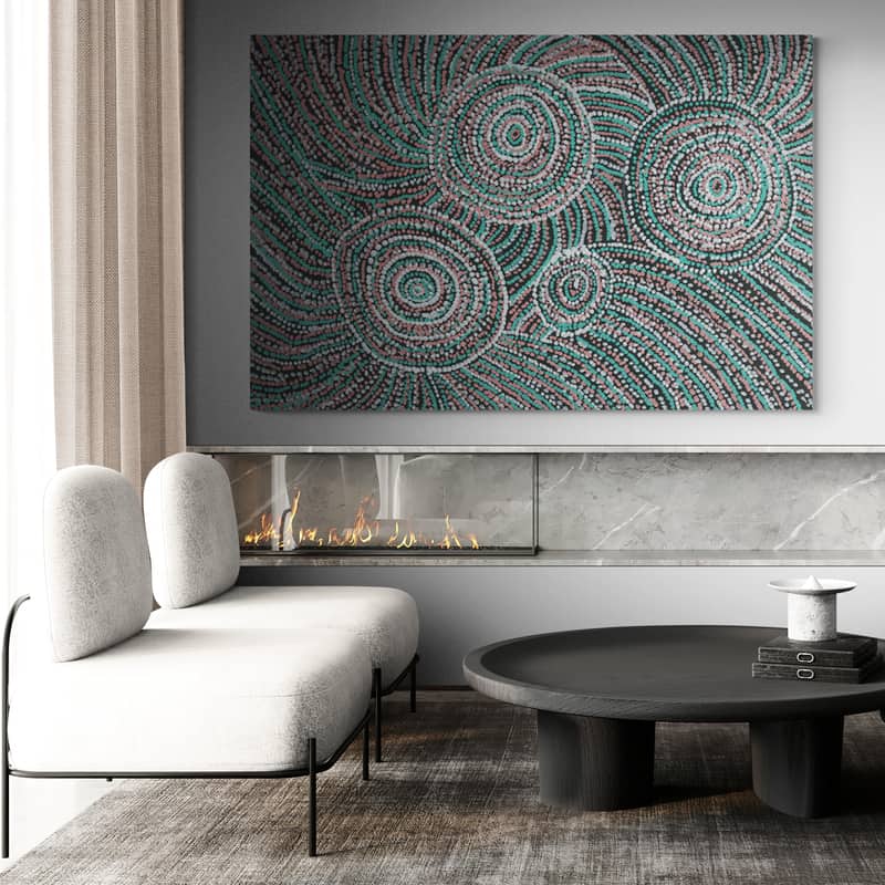 Coastal Waters by Julianne Wade wall art in a living room