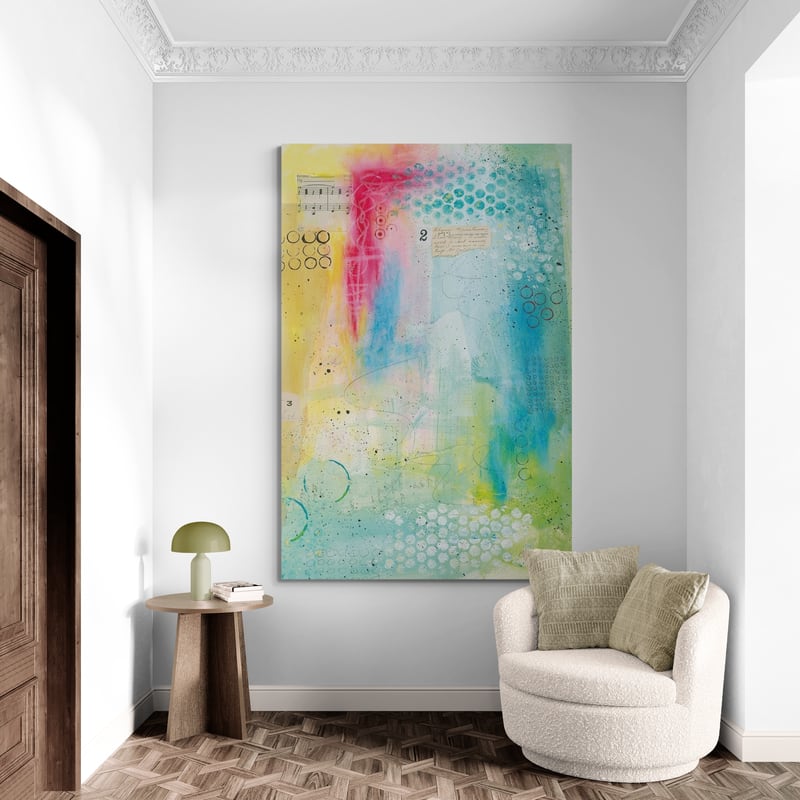 Collage 2 by Courtney Prahl wall art in a living room