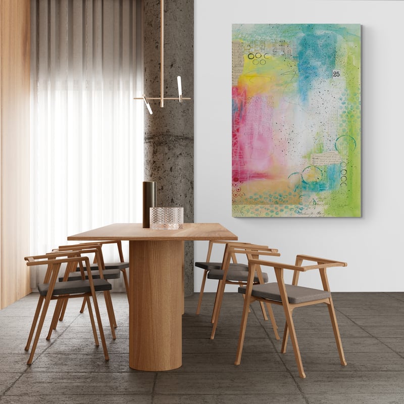 Collage 25 by Courtney Prahl wall art in a dining room