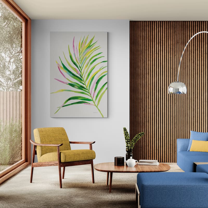 Colorful Tropical Leaf II by Danhui Nai wall art in a living room