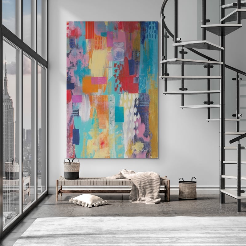 Confetti I by Courtney Prahl wall art in a living room