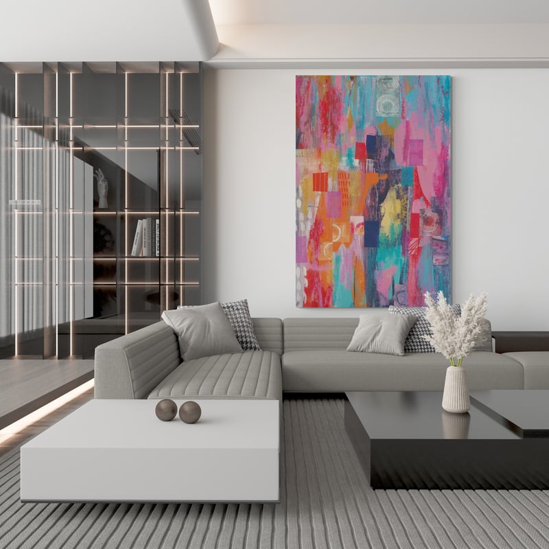 Confetti II by Courtney Prahl wall art in a living room