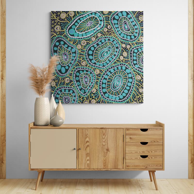 Coral by Julianne Wade wall art in a hallway