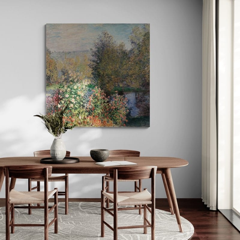 Corner of the Garden at Montgeron 1876 by Claude Monet wall art in a dining room