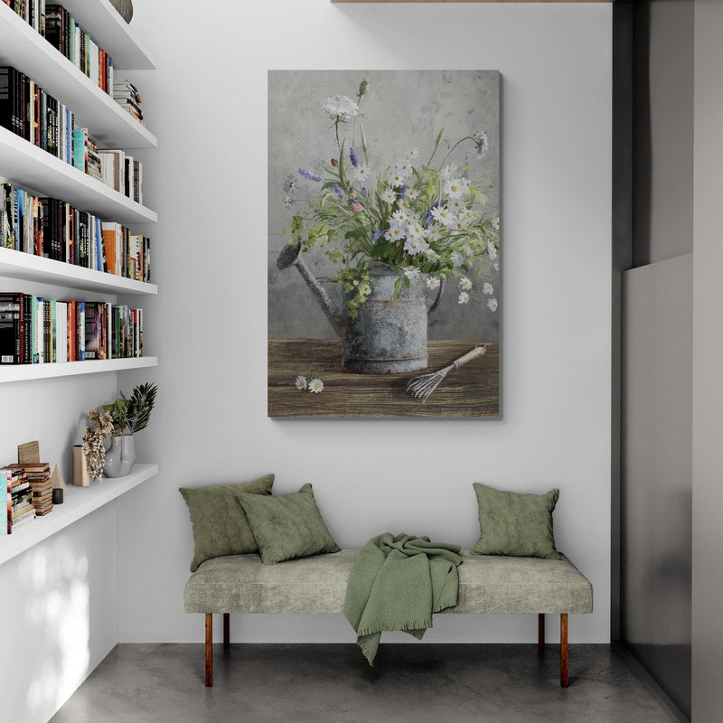 Cottage Gardening II by Danhui Nai wall art in a living room