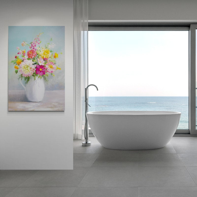 Country Bouquet I by Danhui Nai wall art in a bathroom