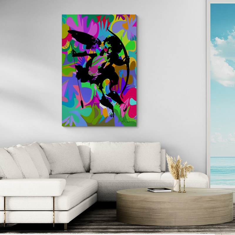 Cupid by Technodrome1 wall art in a living room
