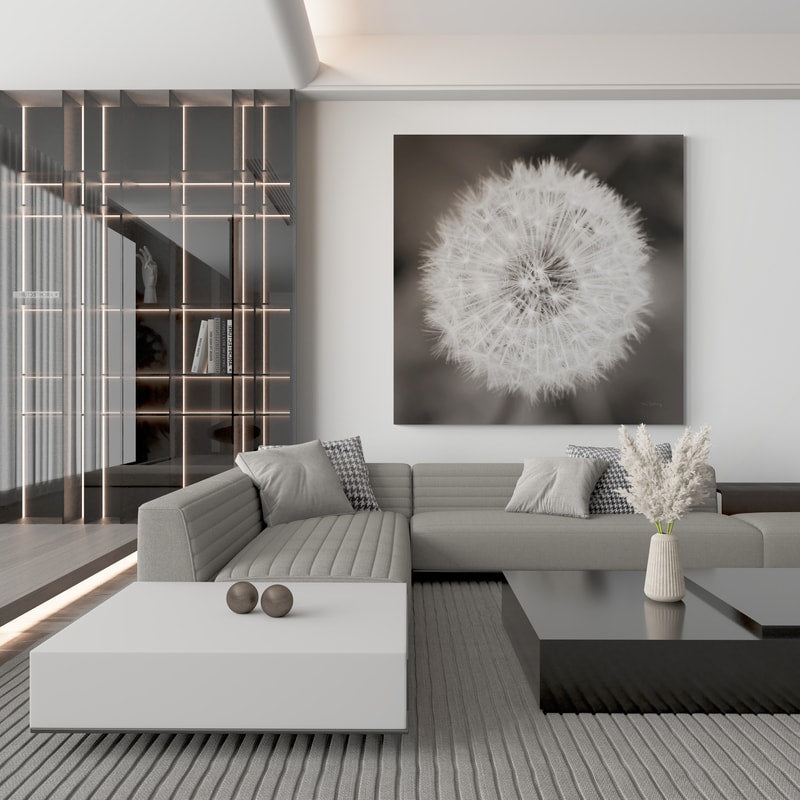 Dandelion Seedhead by Alan Majchrowicz wall art in a living room