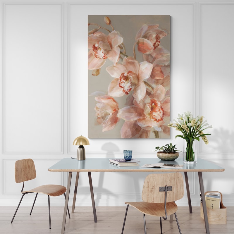 Delicate Orchid II by Danhui Nai wall art in a dining room