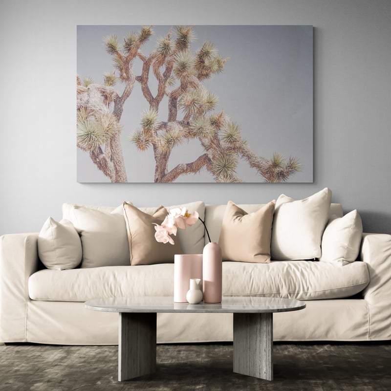 Desert Floral I by Elizabeth Urquhart wall art in a living room