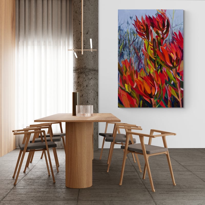 Devil's Blush by Marina Strijakova wall art in a dining room