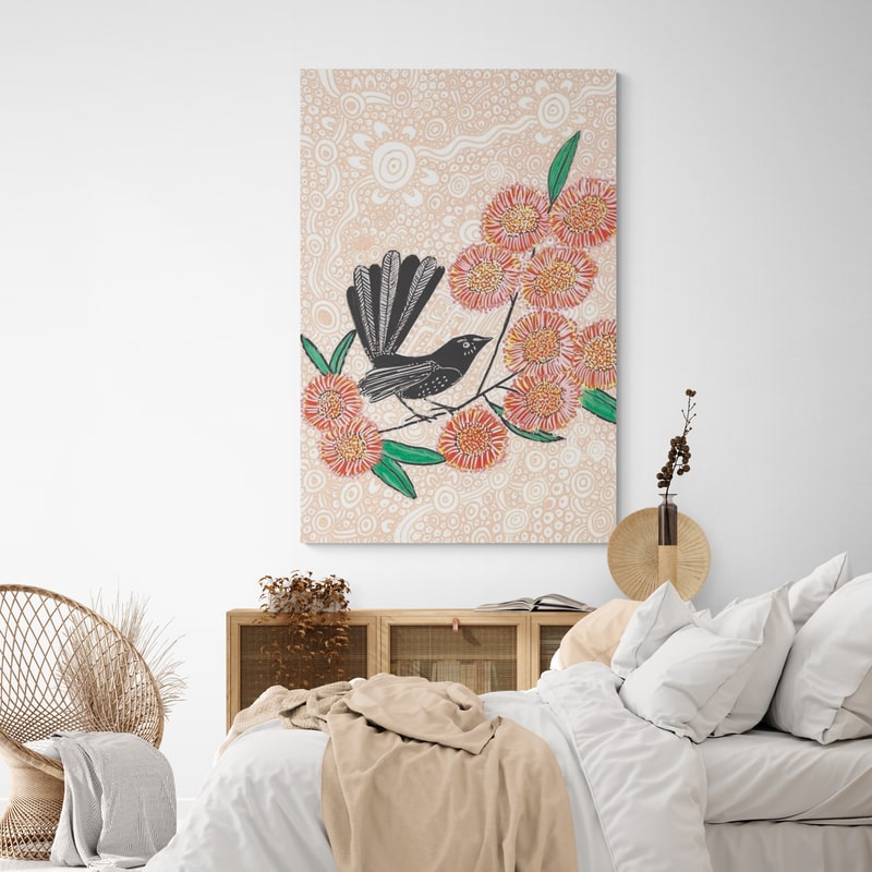 Djidi Dreaming by Julianne Wade wall art in a bedroom