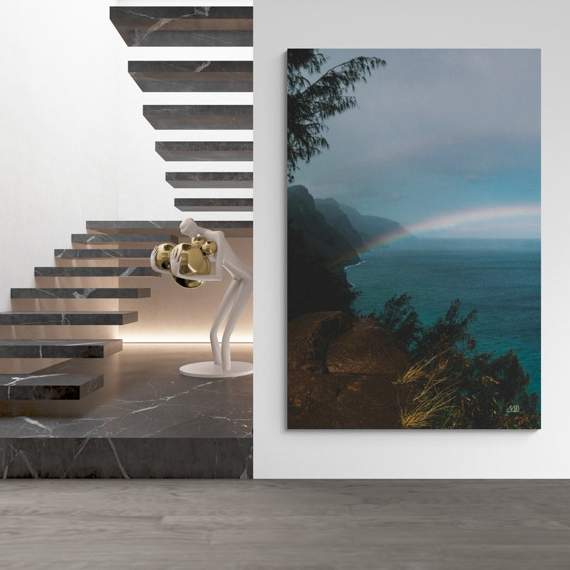 Double Rainbow by Max Blakesberg Studios wall art in a hallway