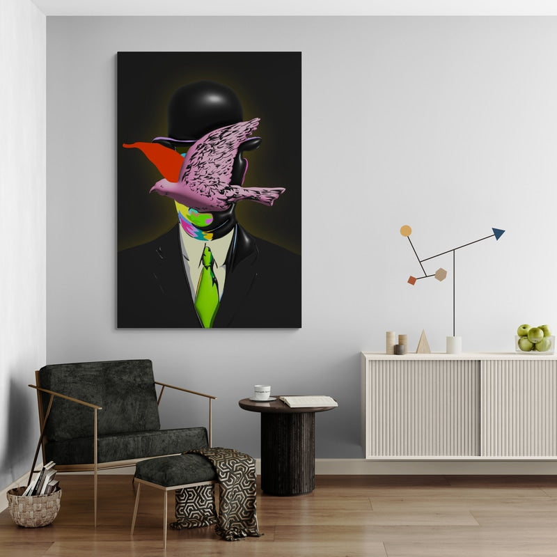 Dove Face by Technodrome1 wall art in a living room