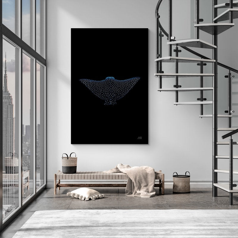 Eagle Ray Dark by Max Blakesberg Studios wall art in a living room