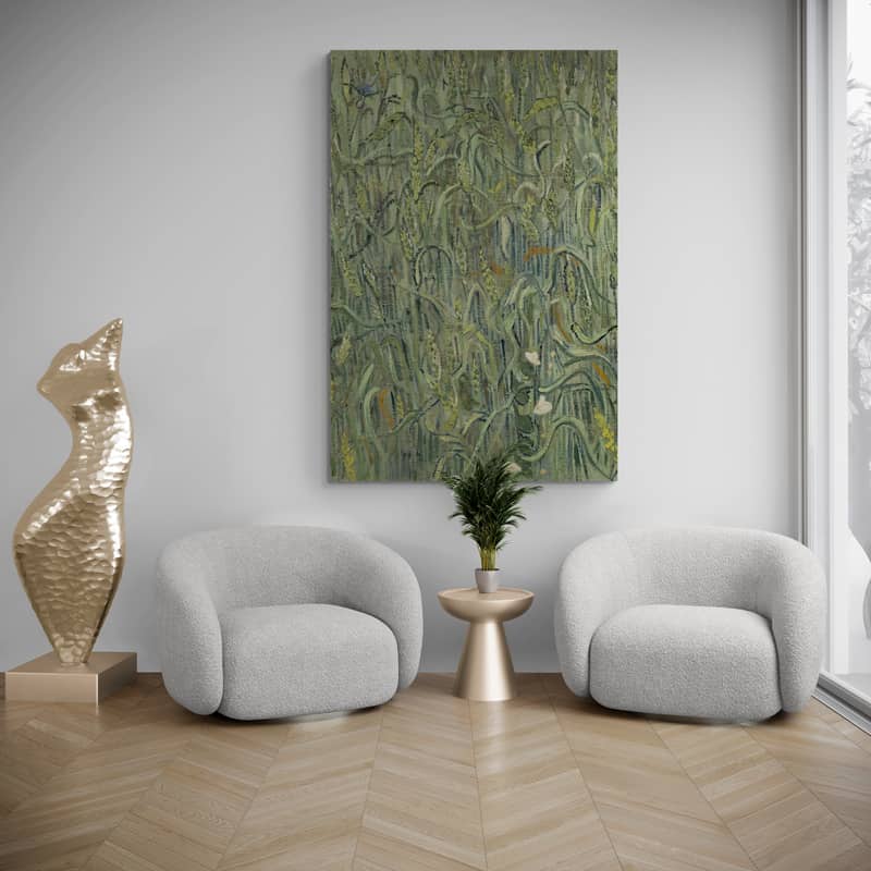 Ears of Wheat 1890 by Vincent Van Gogh wall art in a living room