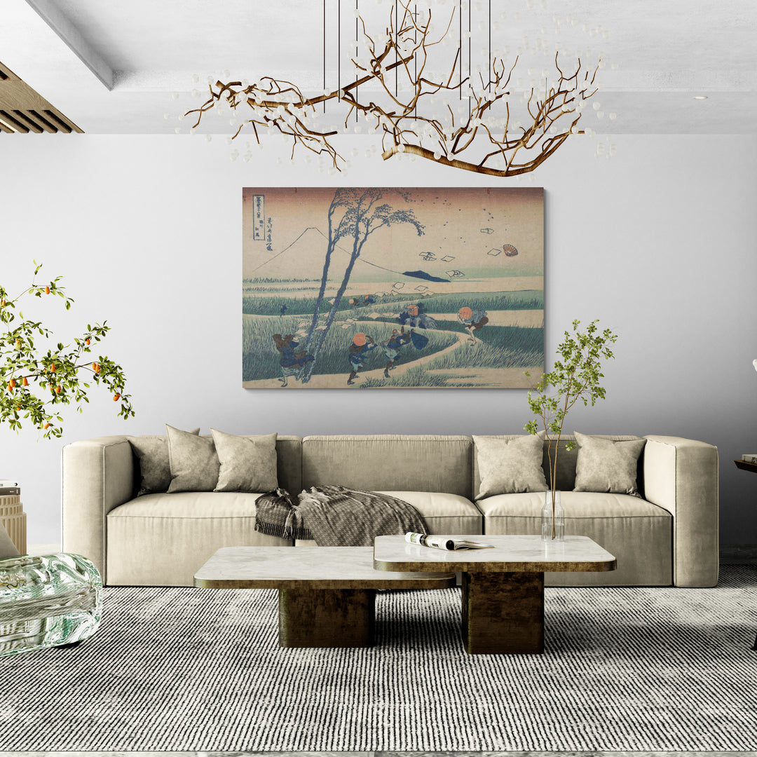 Ejiri In The Suruga Province by Katsushika Hokusai wall art in a living room