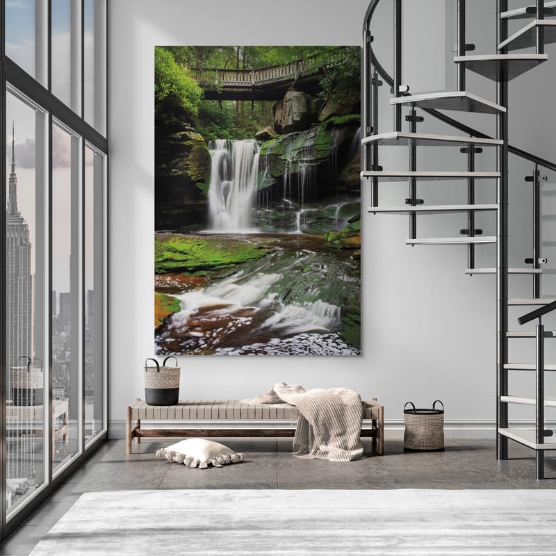 Elakala Falls West I by Alan Majchrowicz wall art in a living room