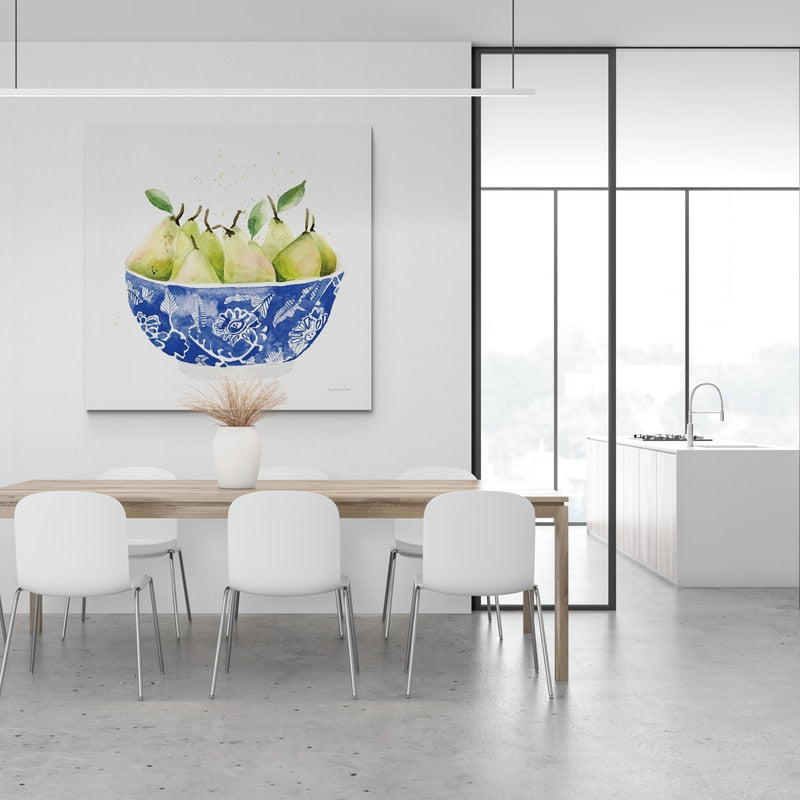 Elegant Fruit I by Mercedes Lopez Charro wall art in a living room