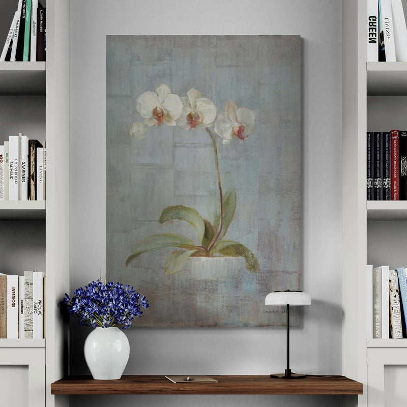Elegant Orchid II by Danhui Nai wall art in a home office