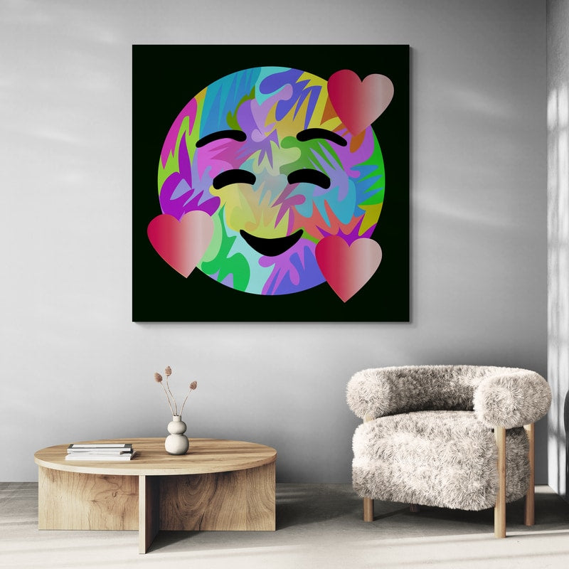 Emoji Hearts 2021 by Technodrome1 wall art in a living room