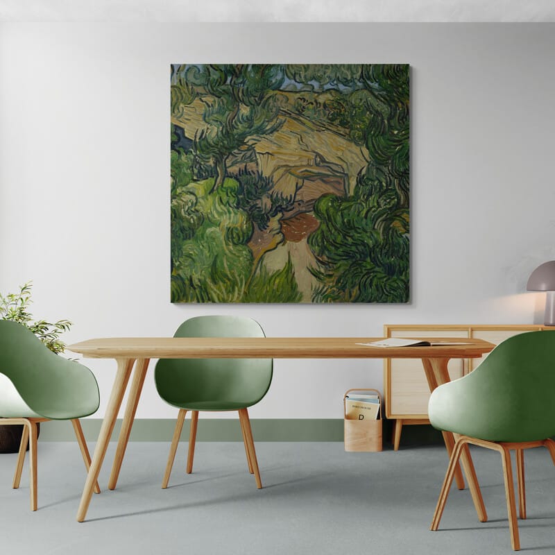 Entrance to a Quarry 1889 by Vincent Van Gogh wall art in a dining room